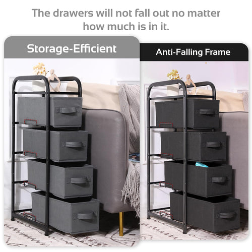 Black 4-Drawer Fabric Storage Tower Dresser