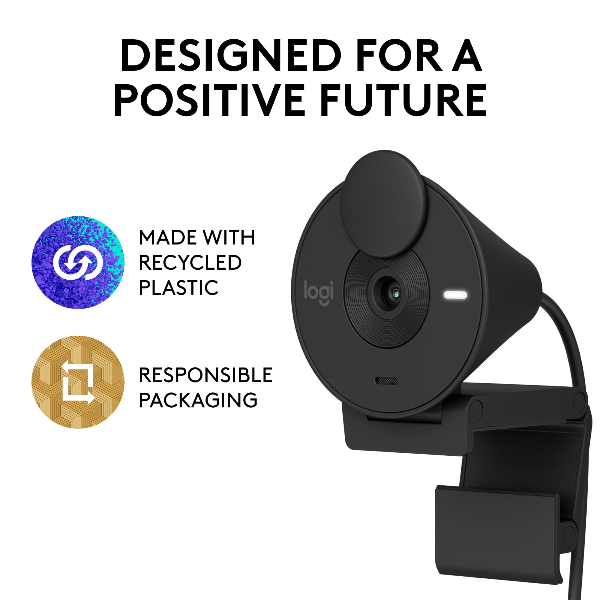 New Logitech Brio 301 Full HD Webcam with Privacy Shutter  Noise Reduction Mic