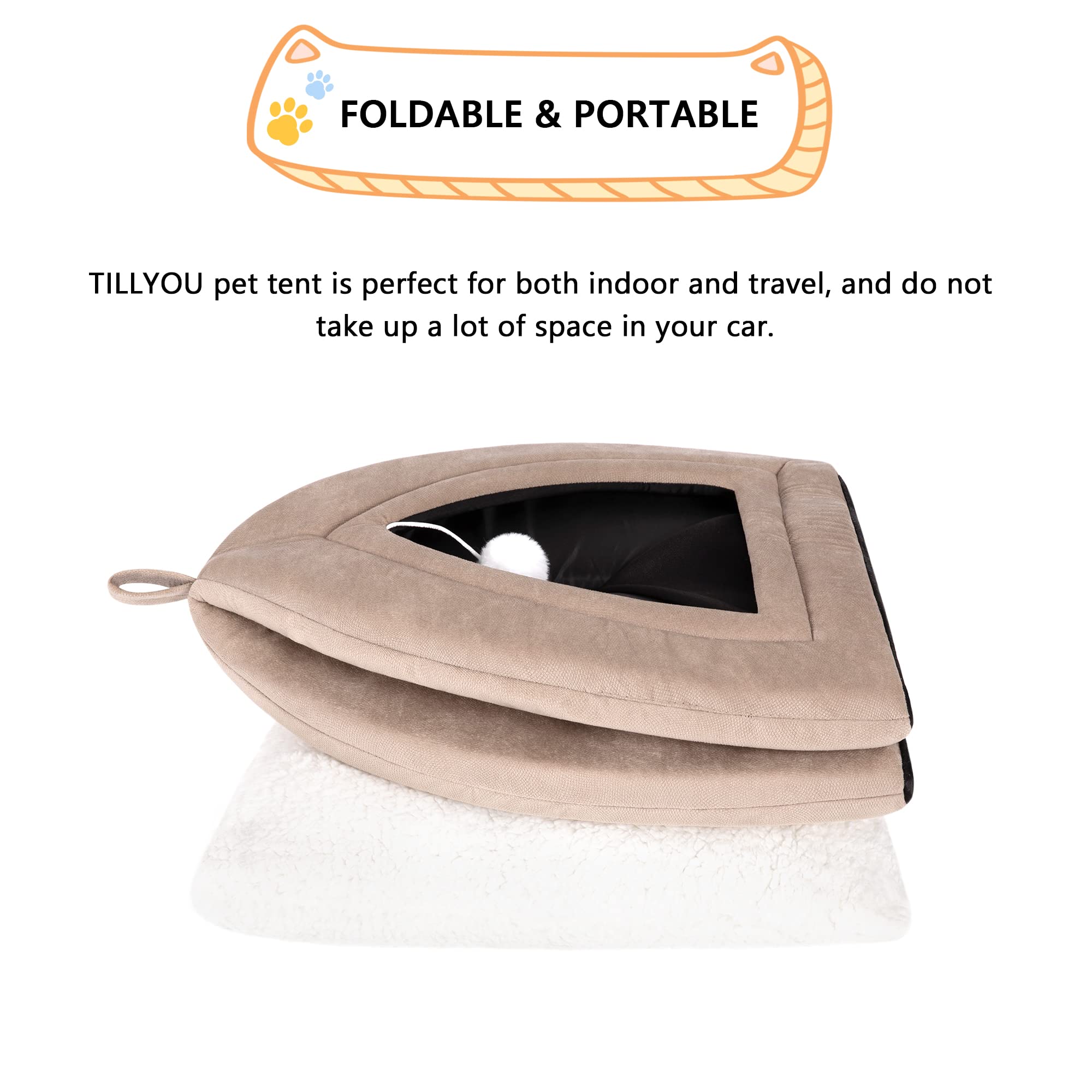 New TILLYOU 2-in-1 Cat House  Warm Pet Tent Bed for Small Pets 15x15x15 Retail $32.00