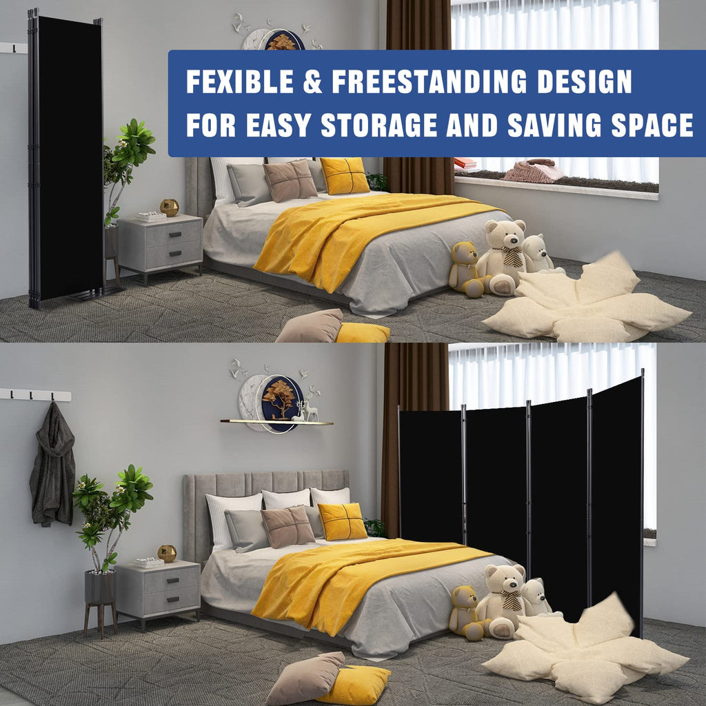 FT Portable Room Divider and Folding Privacy Screen 4 Panel Partition 88 W Black $42.00