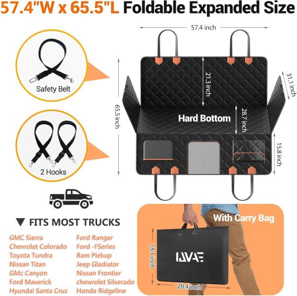 IJVAE Truck Back Seat Extender for Dogs Hard Bottom Holds 500lbs,Dog Car Seat Cover for Back Seat, Waterproof and Can be stored Dog Hammock for Car SUV Retail $109.00