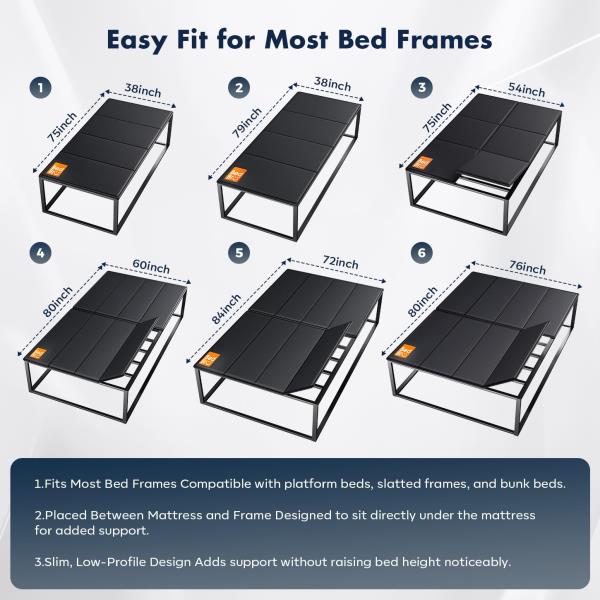 King Bunkie Board 10mm 76 x 80 Black Under Mattress Support