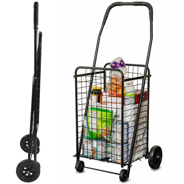 Folding Utility Cart with Wheels Stair Climber for Grocery and Laundry 7.5 Pounds 90 Pound Capacity