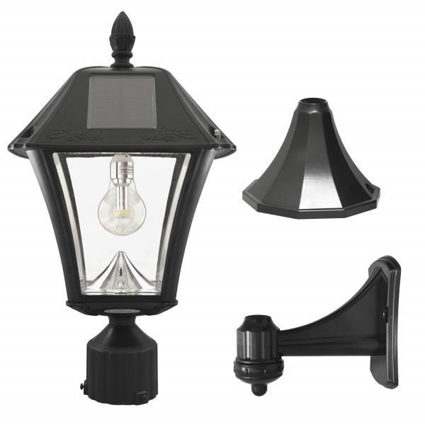 Gama Sonic Baytown II Solar Outdoor Post Light with 3 Mounting Options 3in. Fitter