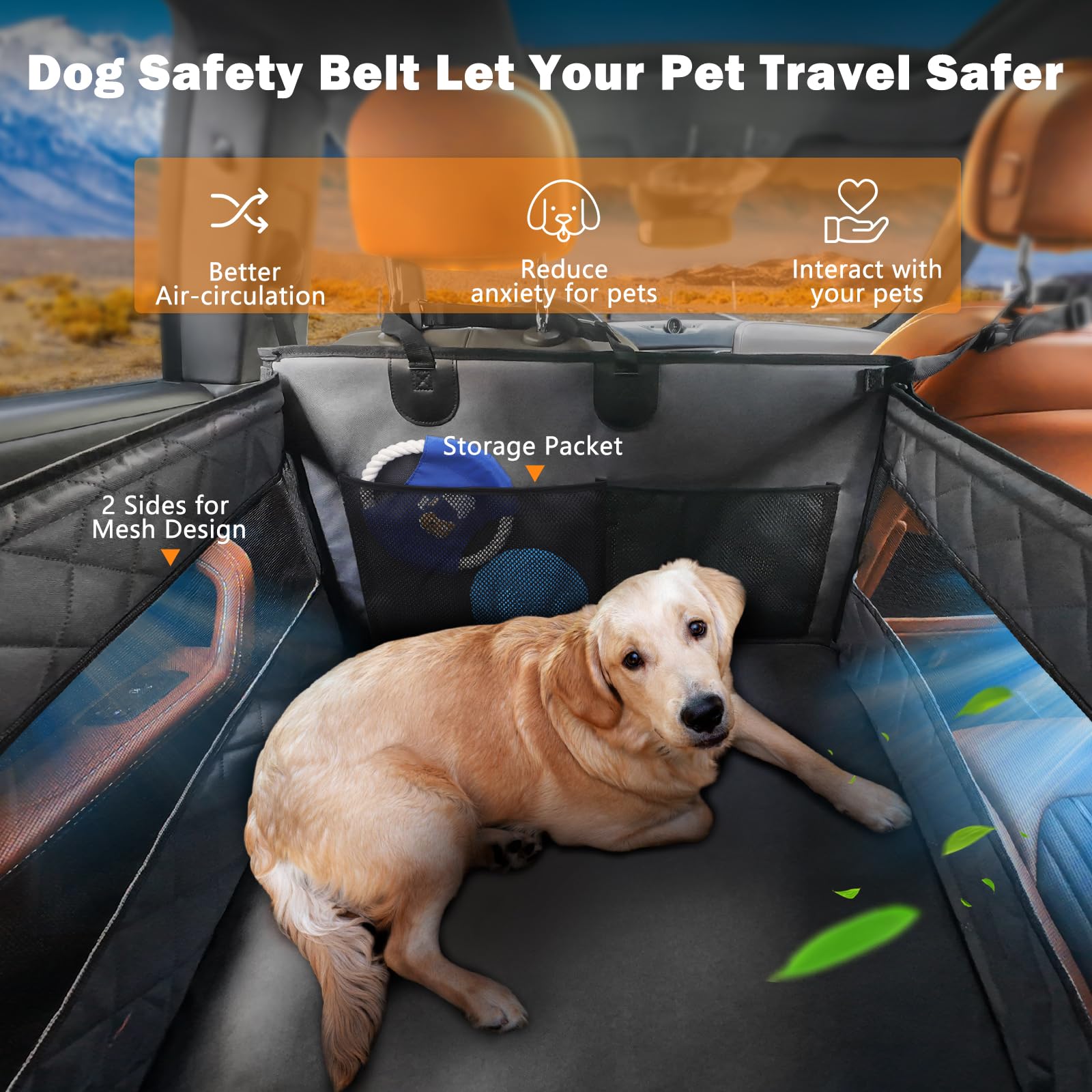 New As-Is MIXJOY Grey Large Dog Back Seat Extender  Waterproof Car Seat Hammock. Retail $64.00