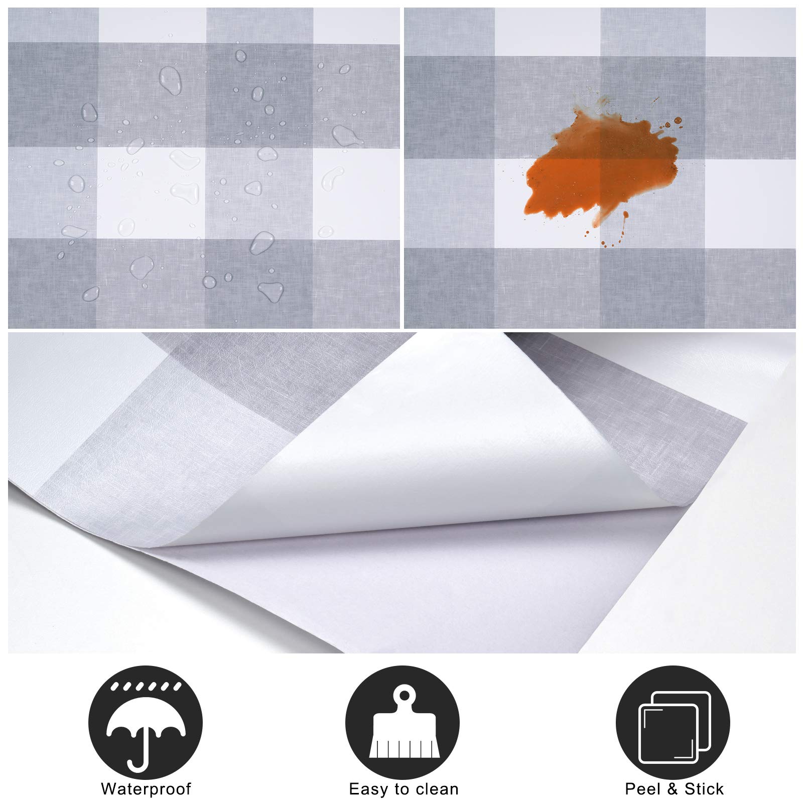 Melwod Grey White Plaid Peel  Stick Wallpaper 17.7x394 - Buffalo Gingham Retail $29.00
