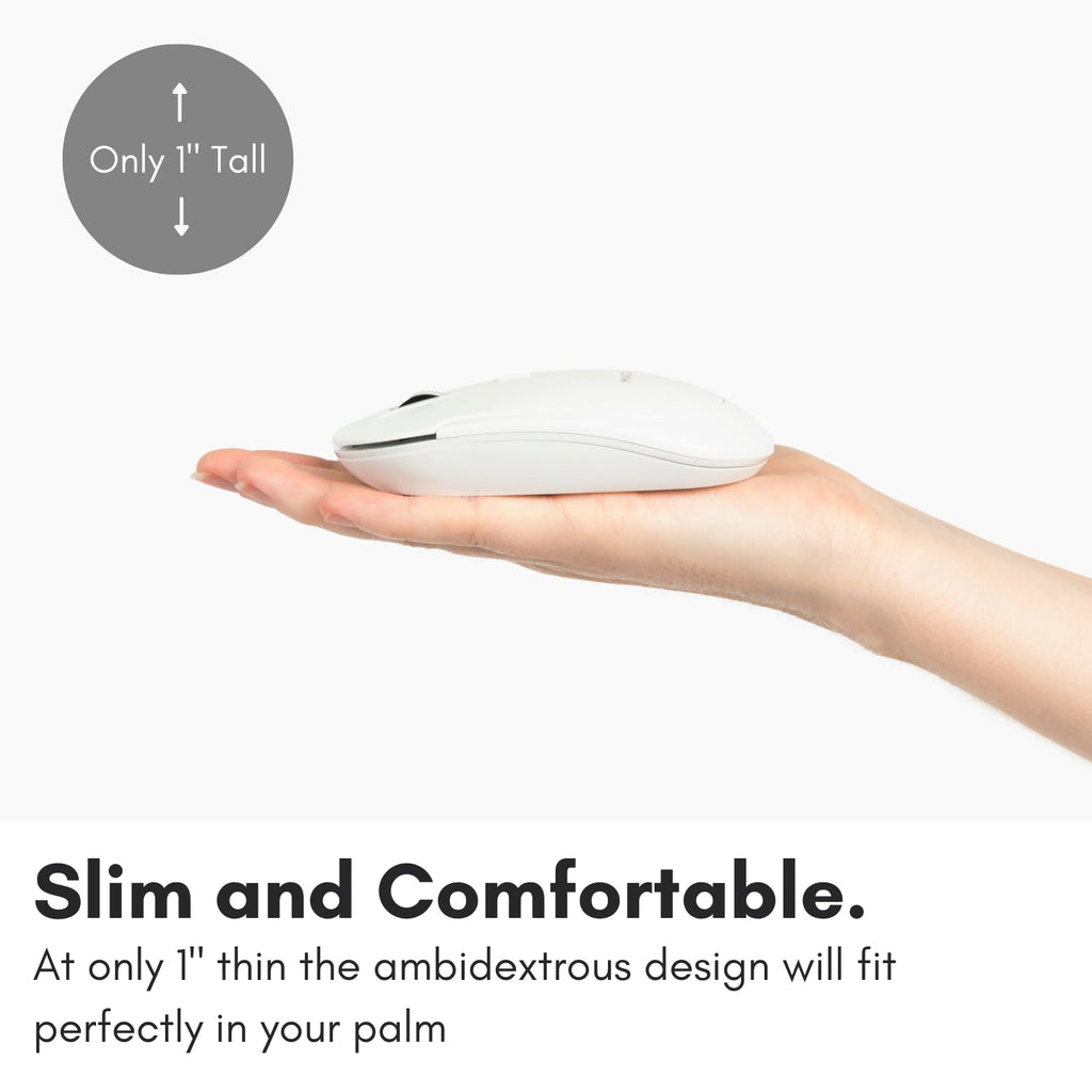 Open-Box New Macally White Slim Bluetooth Quiet Click Rechargeable Mouse Retail $29.00