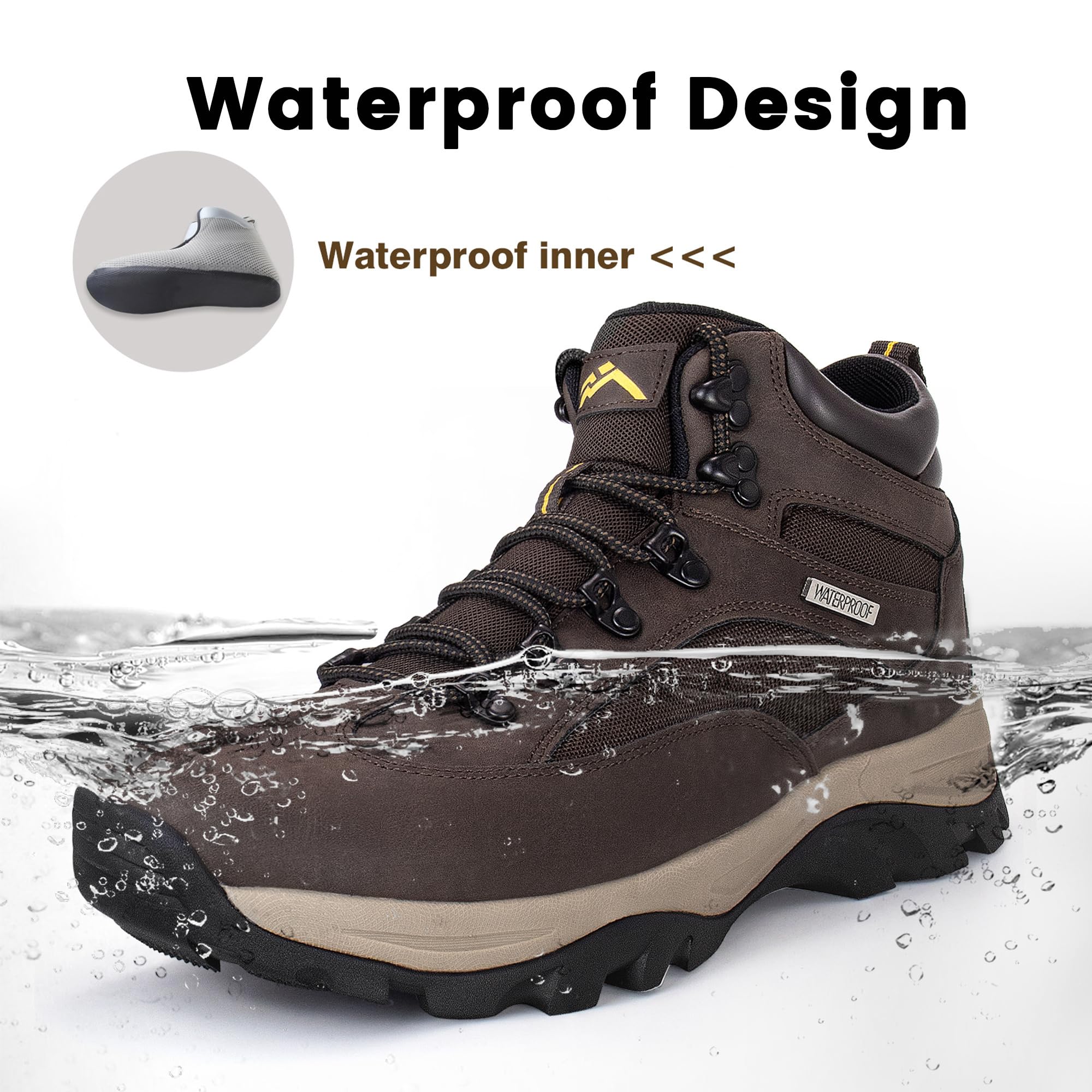 Mens Waterproof Lightweight Hiking Backpacking Boots Brown