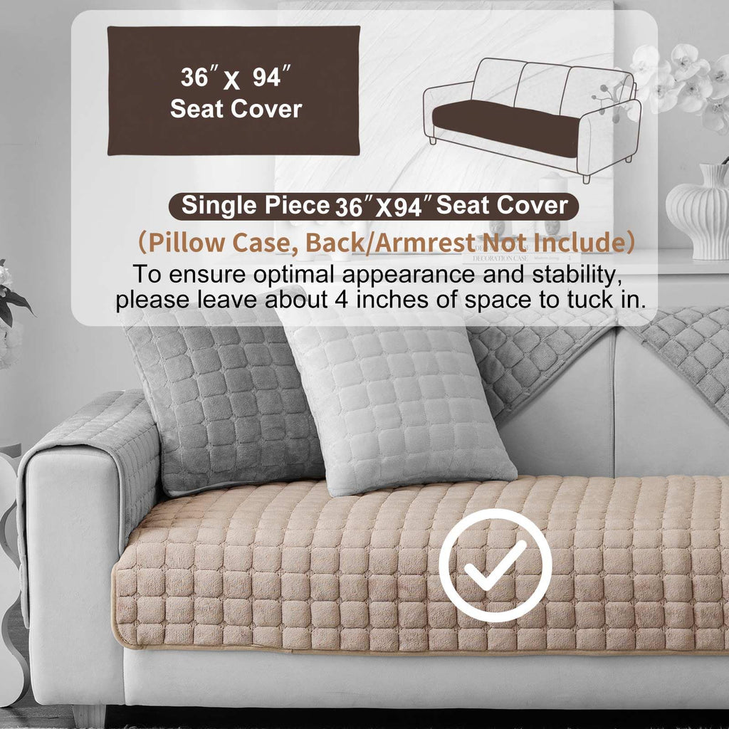 New Aucrovee Velvet Washable Non-Slip Sectional Couch Cover for Pets - Khaki 36x94 Retail $36.00