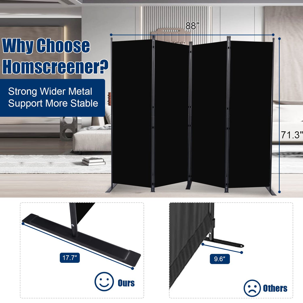 FT Portable Room Divider and Folding Privacy Screen 4 Panel Partition 88 W Black $42.00