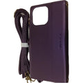 Purple Leather Wallet Case with Strap for iPhone 13 Pro Max