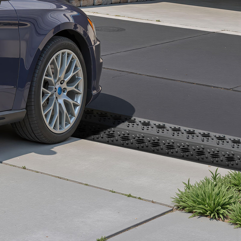 Black 2-Channel Cable Protector Ramp 38.3 Inches 17500 lbs Load Capacity