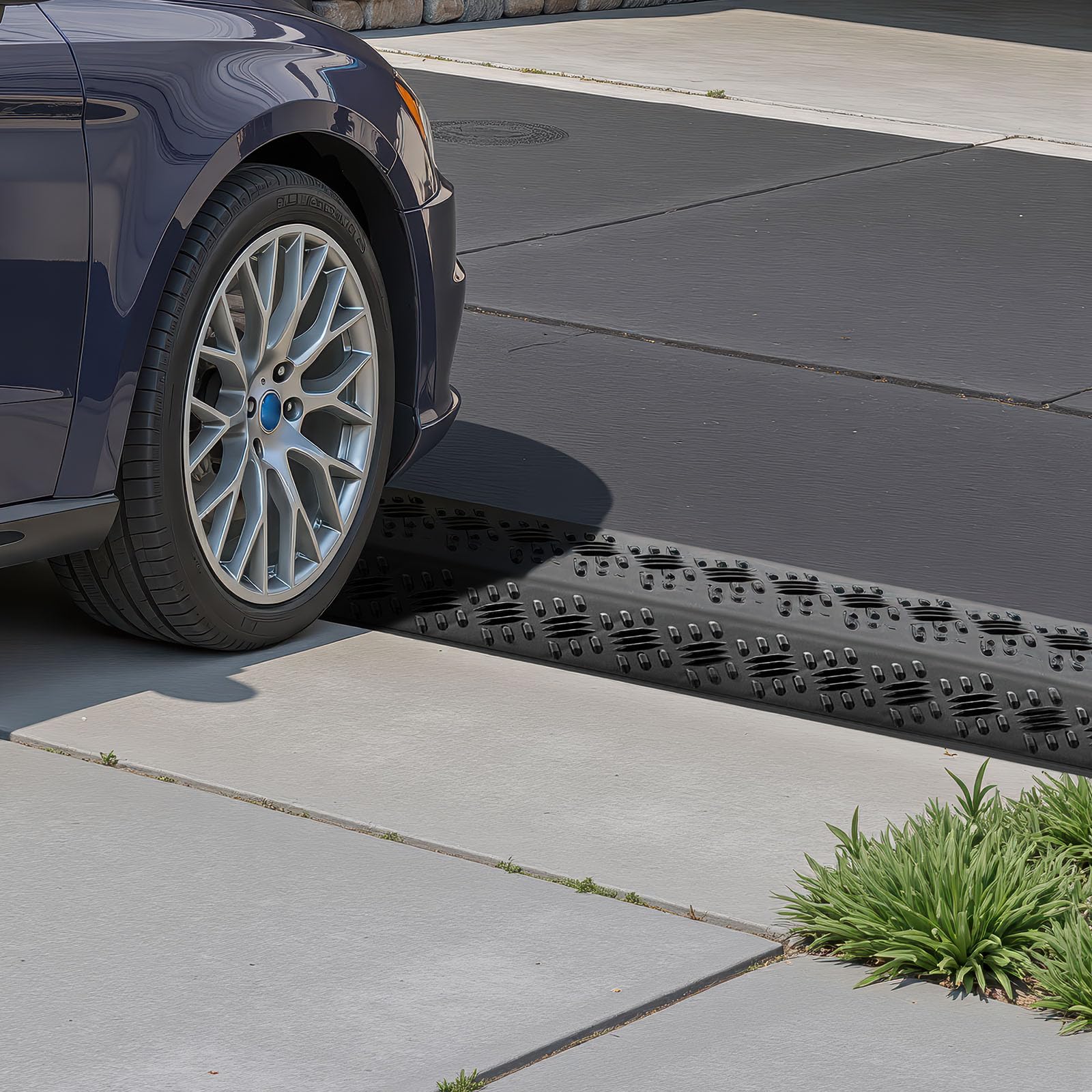 Black 2-Channel Cable Protector Ramp 38.3 Inches 17500 lbs Load Capacity