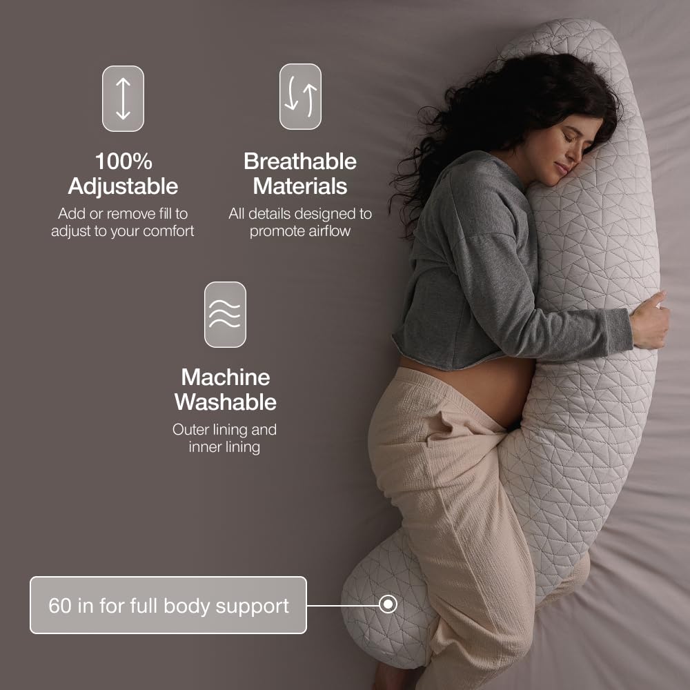 White Adjustable Memory Foam Maternity Body Pillow