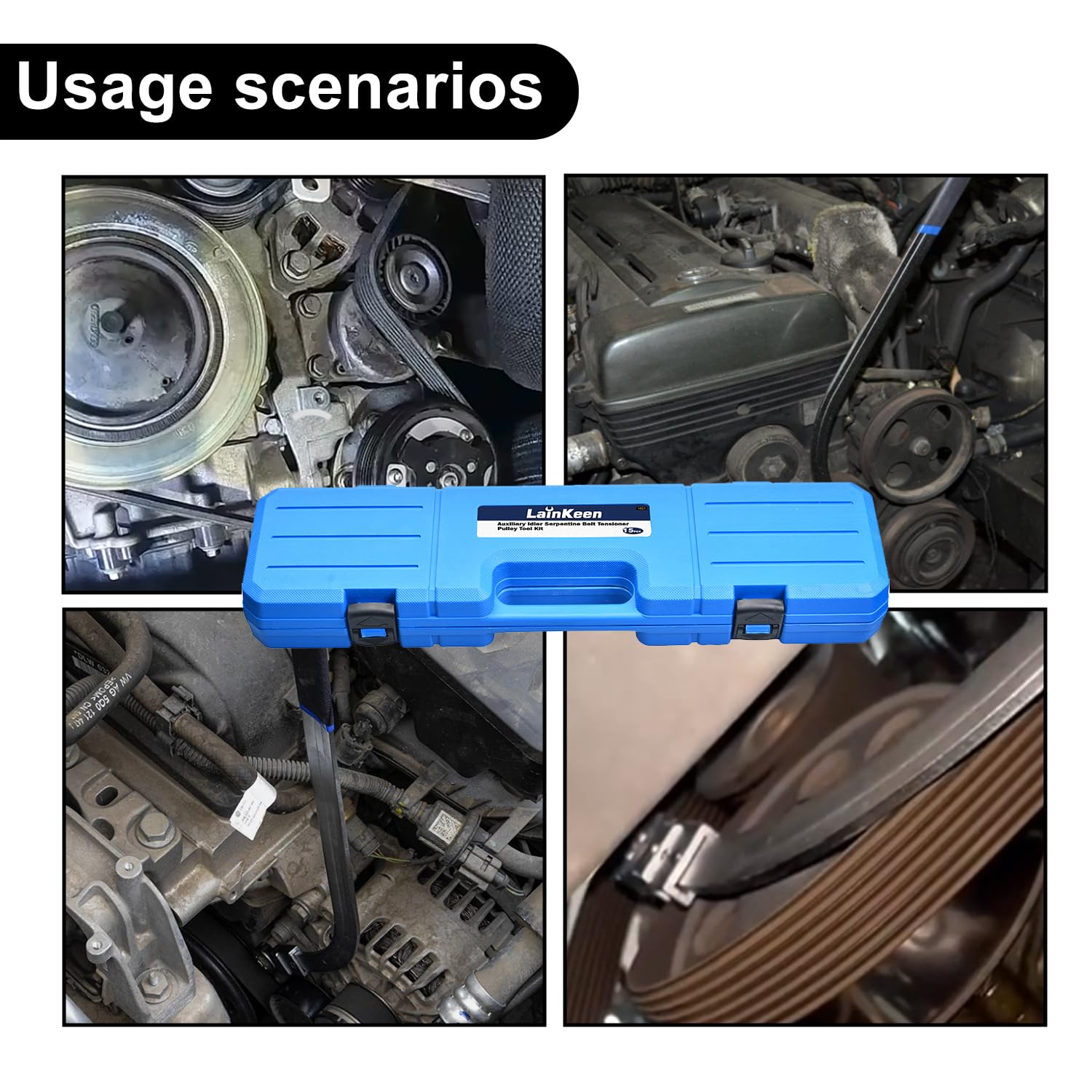 -Piece Auxiliary Idler Belt Tensioner Pulley Tool Kit Serpentine Timing Belt Wrench