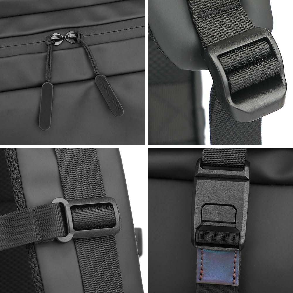 Mens Black Leather Multipurpose Backpack - Waterproof  Reflective Retail $39.00