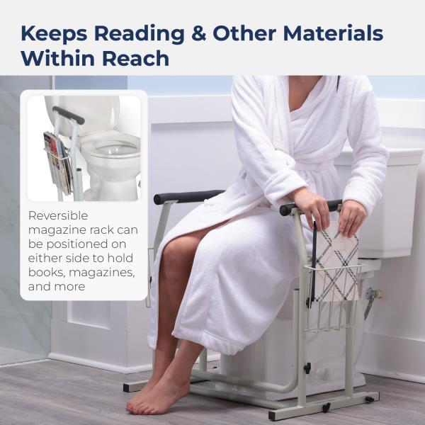 Drive Medical Freestanding Toilet Safety Frame Grab Bar Rail White
