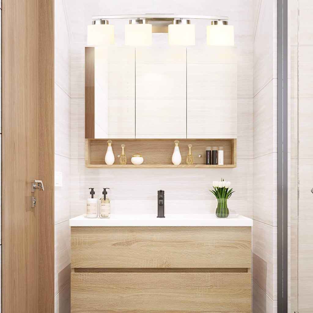 As-Is New Dosoty 4-Light Brushed Nickel 31.5 Vanity Light Fixture Retail $99.00