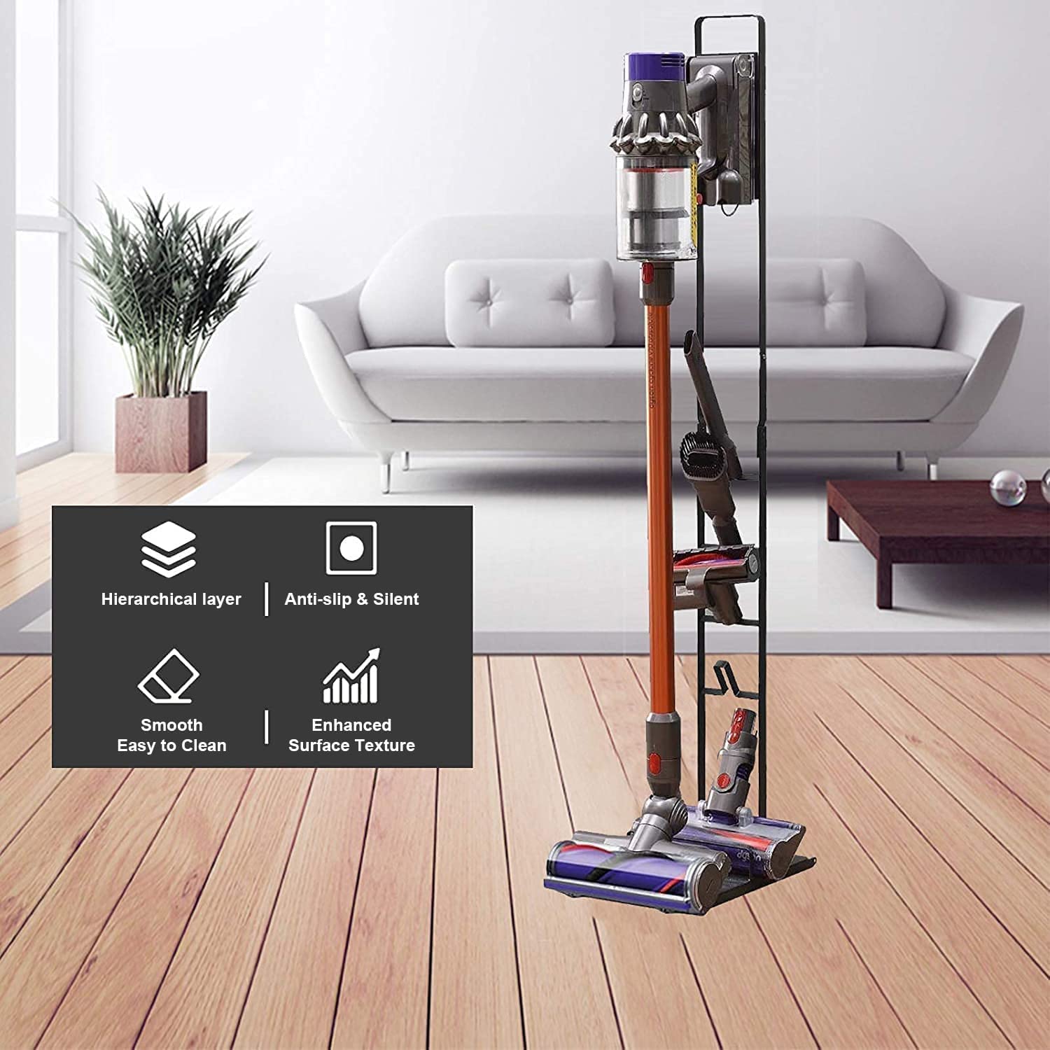 Foho Black 50 Metal Freestanding Vacuum Stand for Dyson V-Series Vacuums Retail $30.00