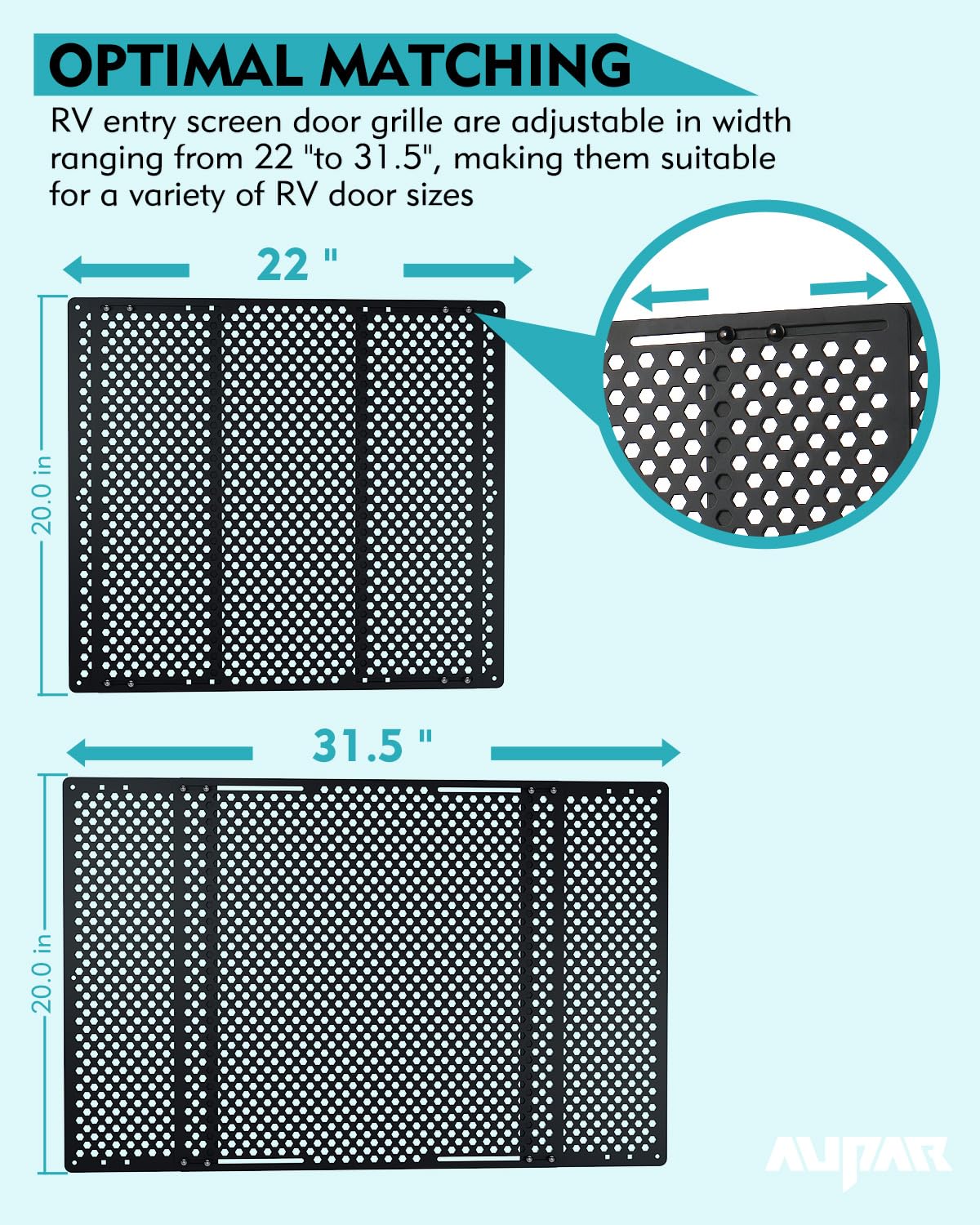 RV Entry Screen Door Grille Adjustable 22-31.5 Black