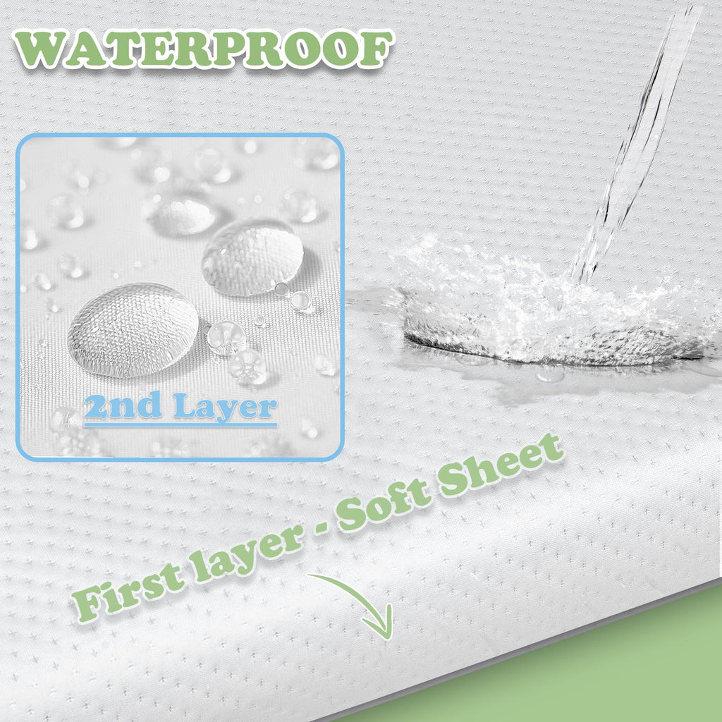 Portable Crib Mattress Pad for Pack N Play 38x26x1.25 White Waterproof Washable