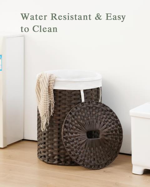 SETVSON Laundry Hamper with Lid 23.8 Gal (90 L) PE Rattan, Brown Retail $66.00