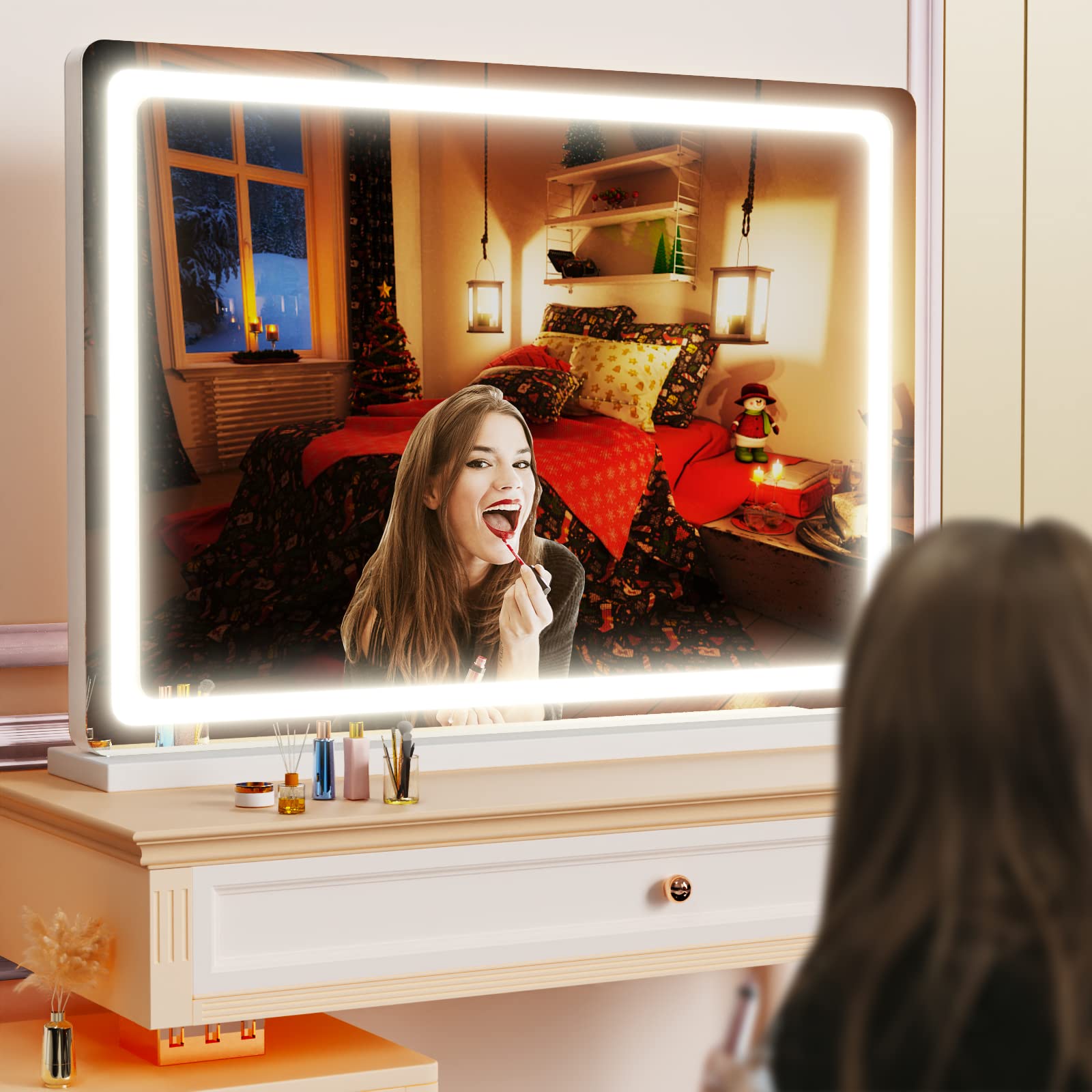 x 24 LED Makeup Vanity Mirror with 10X Magnification USB Charging Port and Dimmable 3 Modes Retail $88.00