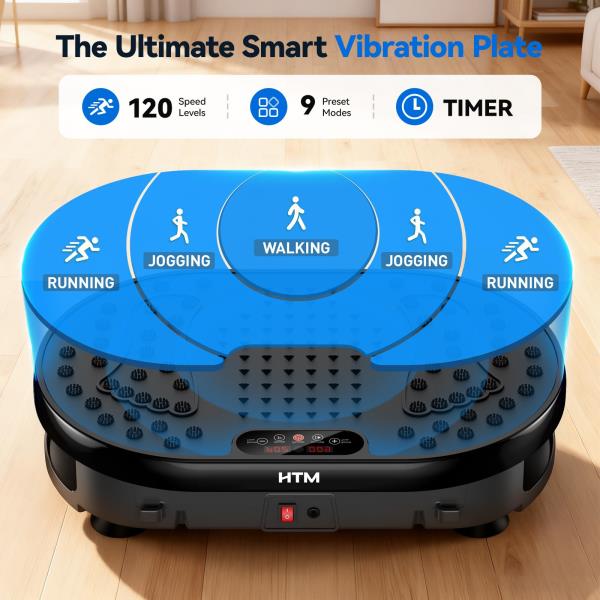 HTM Vibration Plate, Vibration Plate for Lymphatic Drainage, 9 Modes & 120 Speeds, Shake Plate with Resistance Bands Slot & Remote, 300 Lbs Load, Fat Burning Weight Loss Home Fitness Workout Retail $39.00