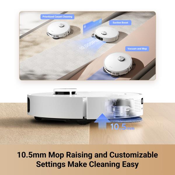 DREAME L10s Ultra Gen 2 Robot Vacuum and Mop, 10,000Pa Suction, MopExtend Tech, All-in-One Base Station, 75 Days Auto-Empty, Mop Self-Washing&Drying, Smart Obstacle Avoidance, Carpet Cleaning
