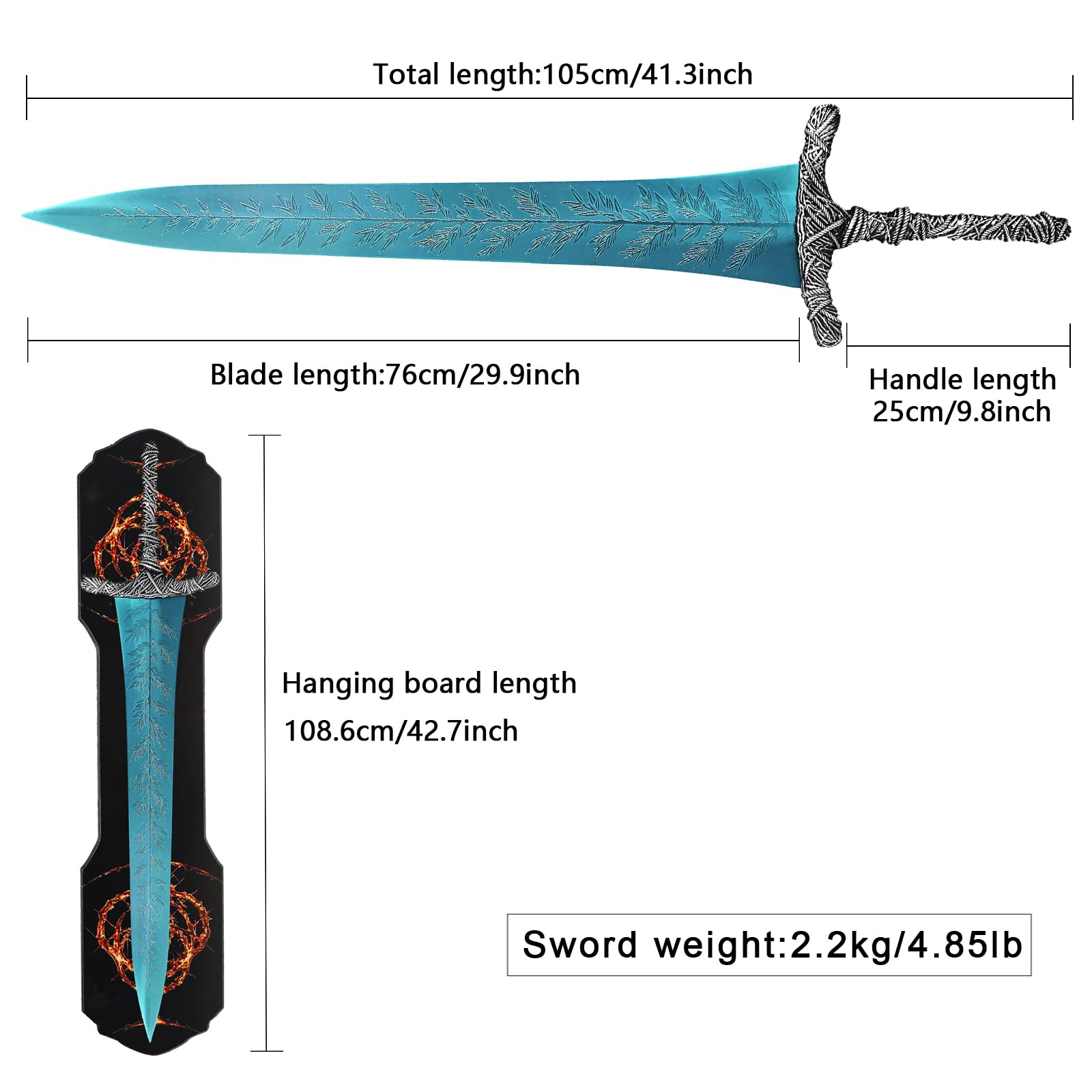 New Bowen Elden Ring Dark Moon Greatsword - 41.3in Replica Sword
