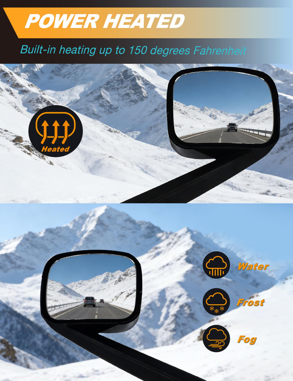 Chrome Right Hood Mirror for 2018-2021 Freightliner Cascadia