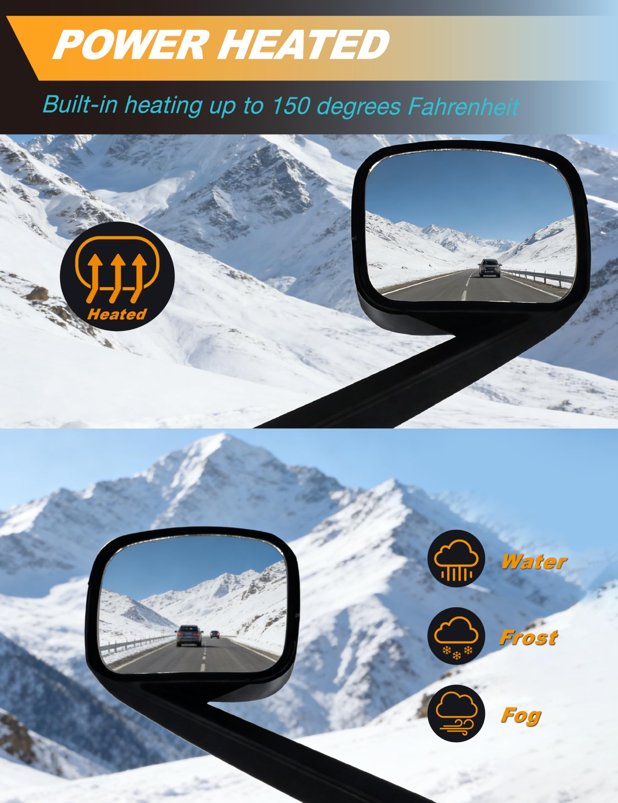 Chrome Right Hood Mirror for 2018-2021 Freightliner Cascadia