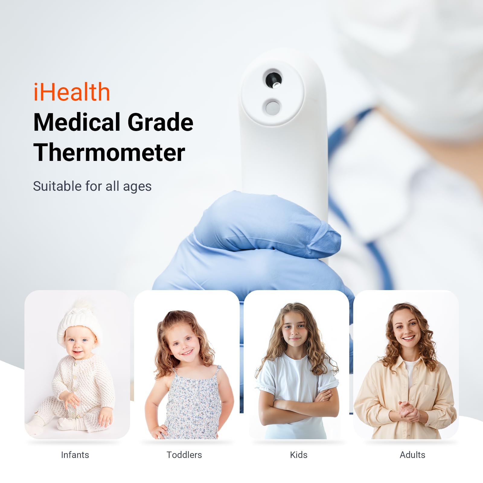 No-Touch Forehead Thermometer PT3 White for Adults Kids Babies Retail $22.00