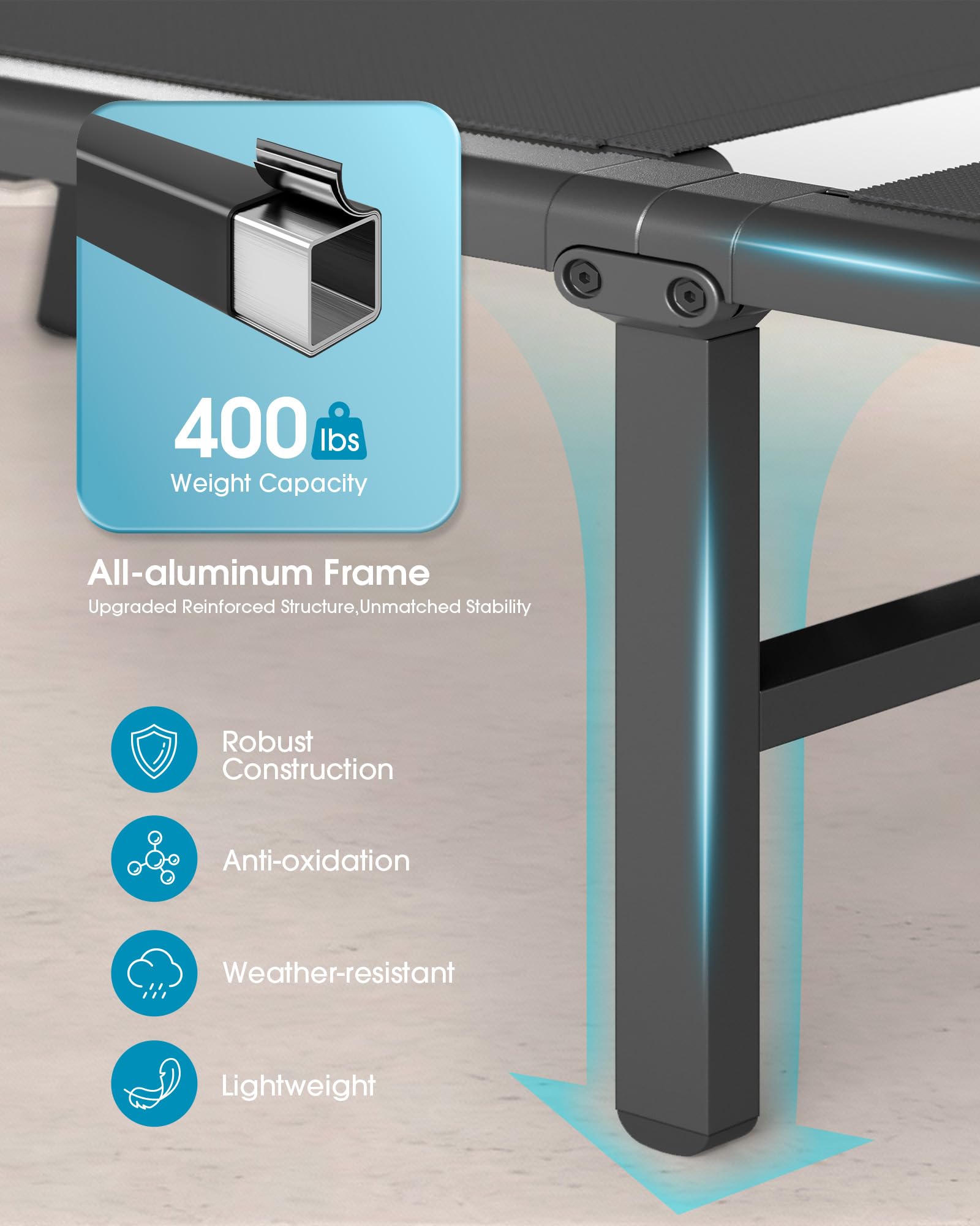 Ciokea Foldable Outdoor Lounge Chair, No Assembly Patio Chaise Lounge Outdoor with 5-Positions, Aluminum Pool Lounge Chair with Portable Design for Pool, Beach, Deck, Backyard, Grey