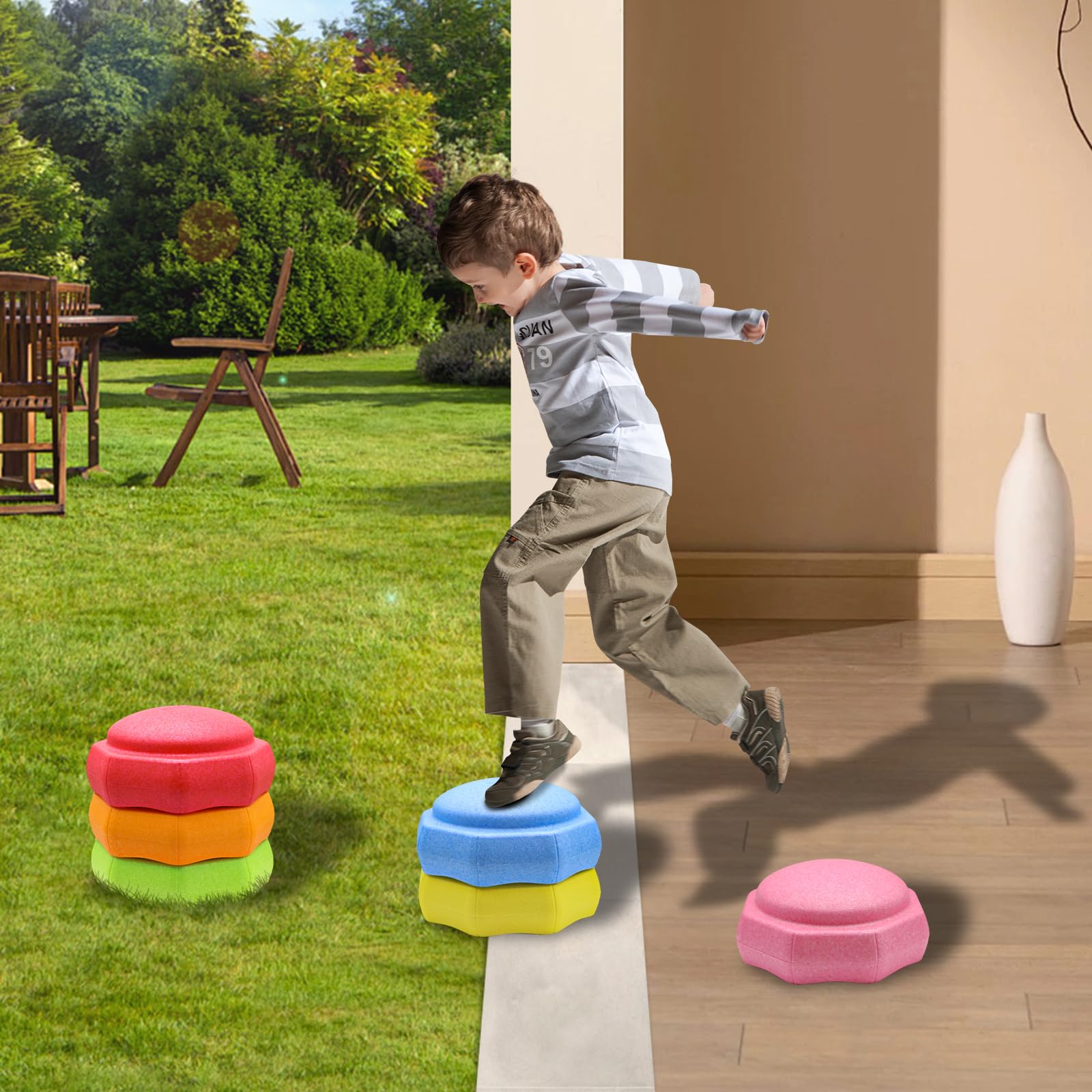 New As-Is joybond 6-Pc. EPP Balance Sensory Stepping Stones - Pastel Rainbow Retail $71.00