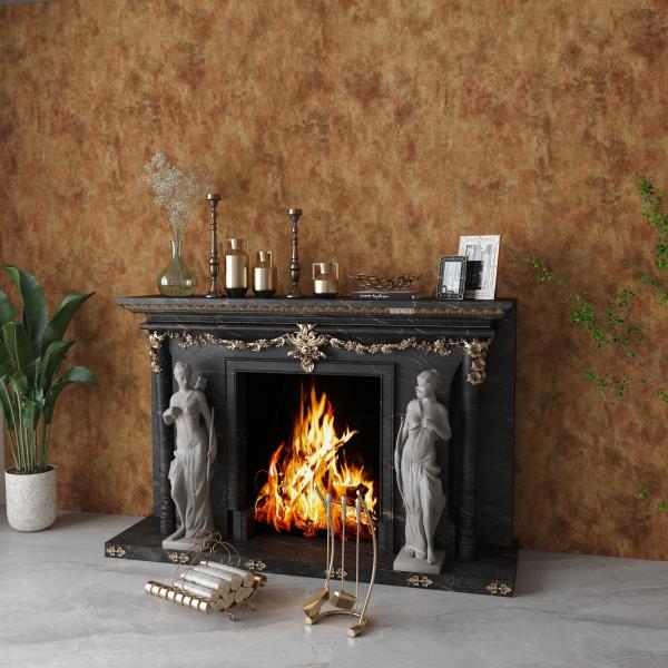 Burnt Orange Copper Peel and Stick Modern Mid Century Wallpaper