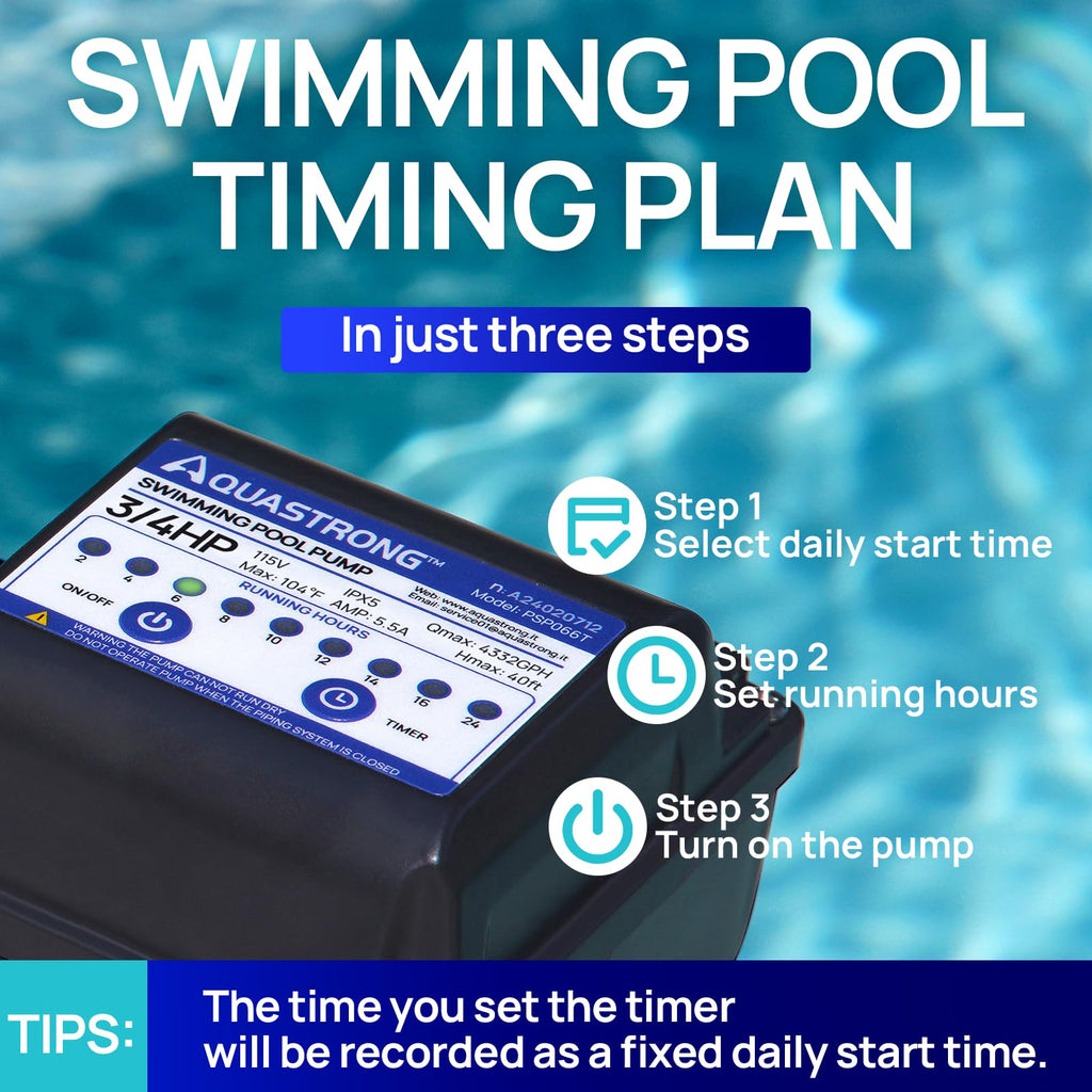 Above Ground Pool Pump High Flow Self Priming 1 HP with Filter Basket Blue