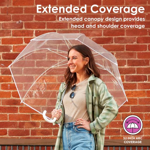 Clear Bubble Rain Umbrella with Dome Canopy and Lightweight Wind Protection