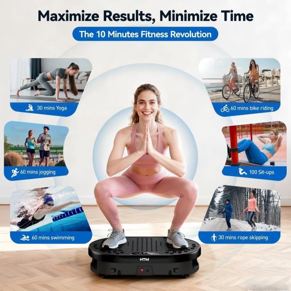 HTM Vibration Plate, Vibration Plate for Lymphatic Drainage, 9 Modes & 120 Speeds, Shake Plate with Resistance Bands Slot & Remote, 300 Lbs Load, Fat Burning Weight Loss Home Fitness Workout Retail $39.00