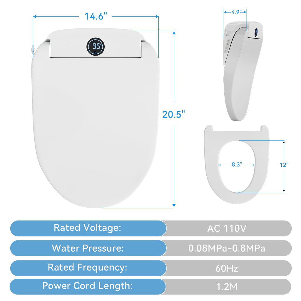 White Auto OpenClose Heated Bidet Seat with Warm Water  Dryer
