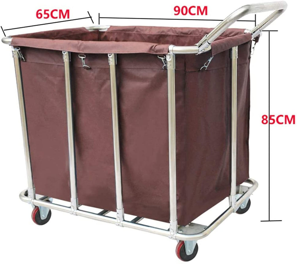 New frides 400L Heavy Duty Stainless Steel Rolling Commercial Laundry Cart with Removable Waterproof Canvas Liner - 440lbs Load Retail $179.00