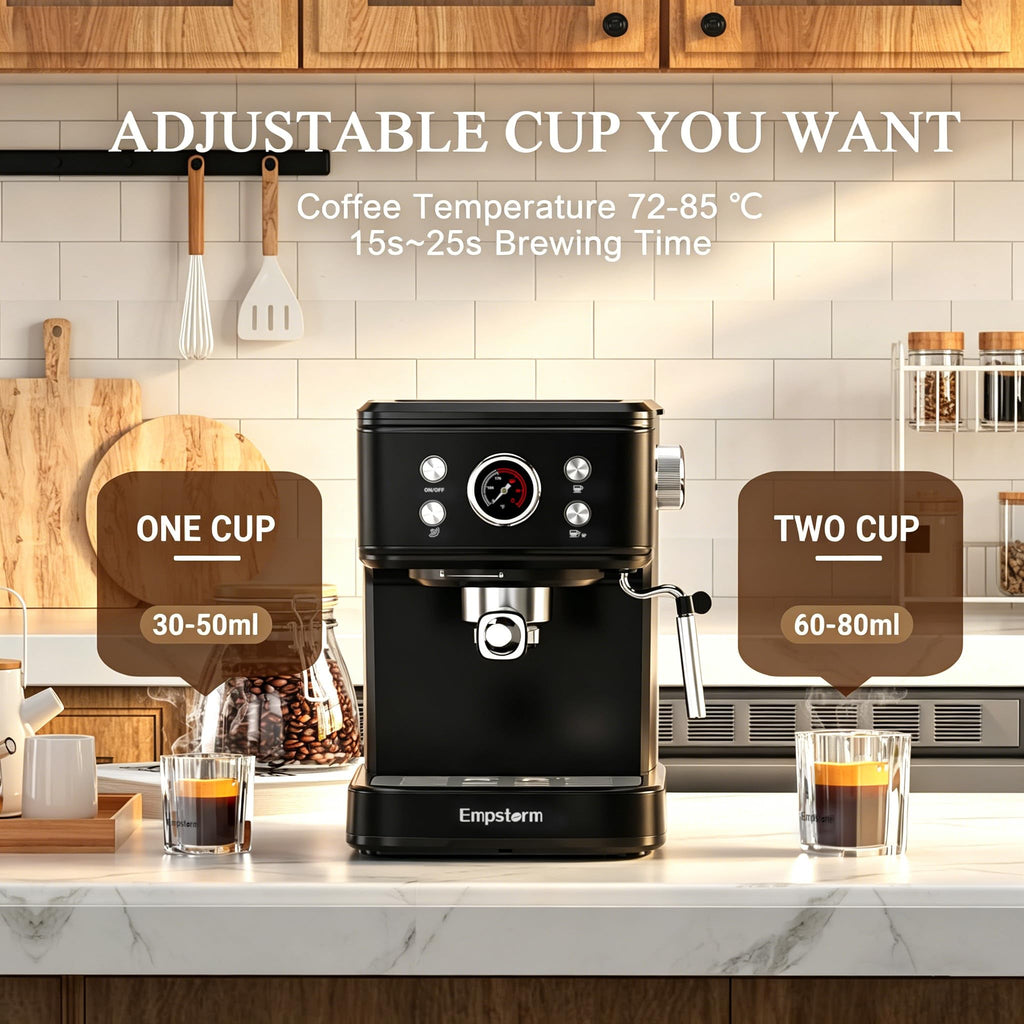 Black 20 Bar Semi-Automatic Espresso Machine with Milk Frother  Nespresso Capsule Brewer