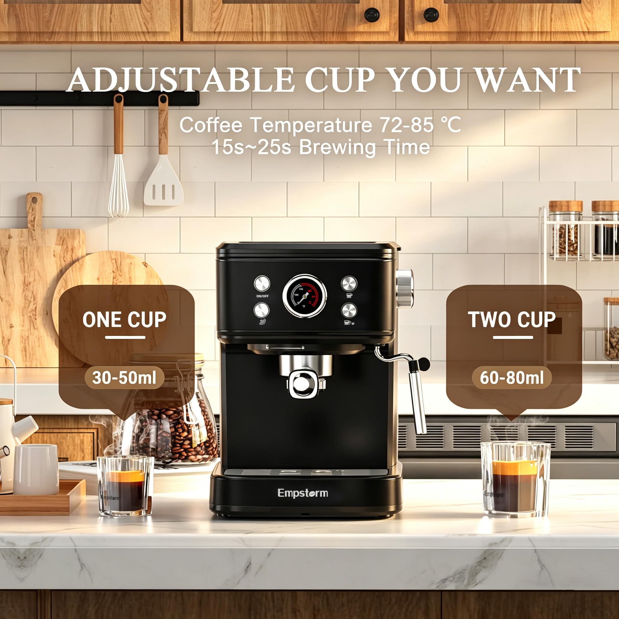 Black 20 Bar Semi-Automatic Espresso Machine with Milk Frother  Nespresso Capsule Brewer