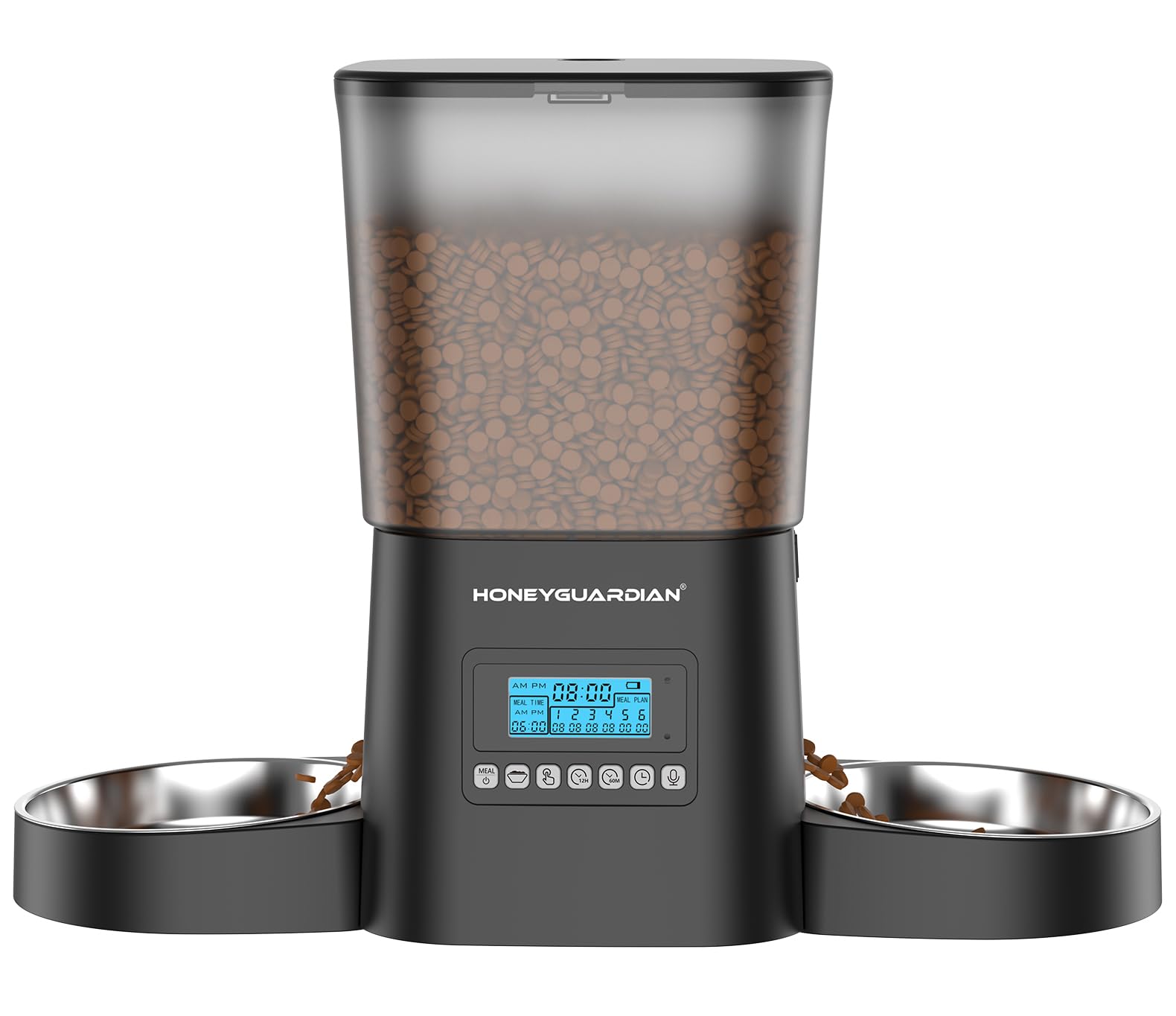 Automatic Cat Feeder 3.5L with Dual Food Bowls Black