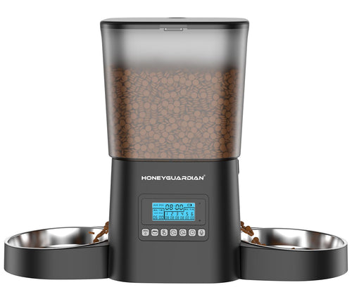 Automatic Cat Feeder 3.5L with Dual Food Bowls Black