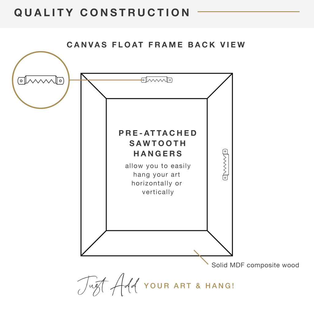 MCS Canvas Float Frames 8x10 Frame, Black Frame for Finished Canvases, Vertical & Horizontal Wall Hanging Frame with Adhesive for Canvas Paintings (1-Pack)