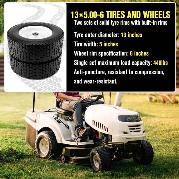 x5.00-6 Flat Free Tire and Wheel Assembly with 34  58 Bearings