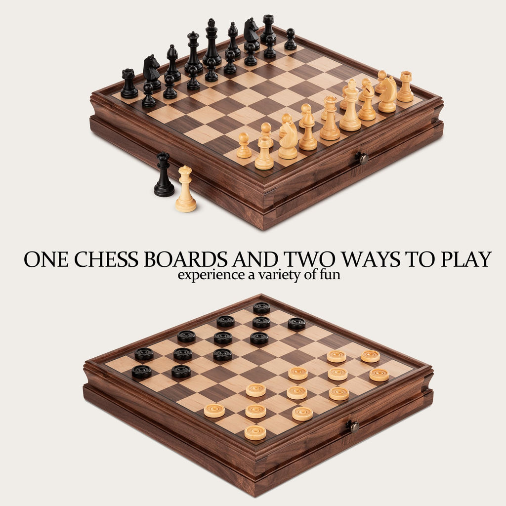 AA 15 Walnut Chess Set with Storage Drawer