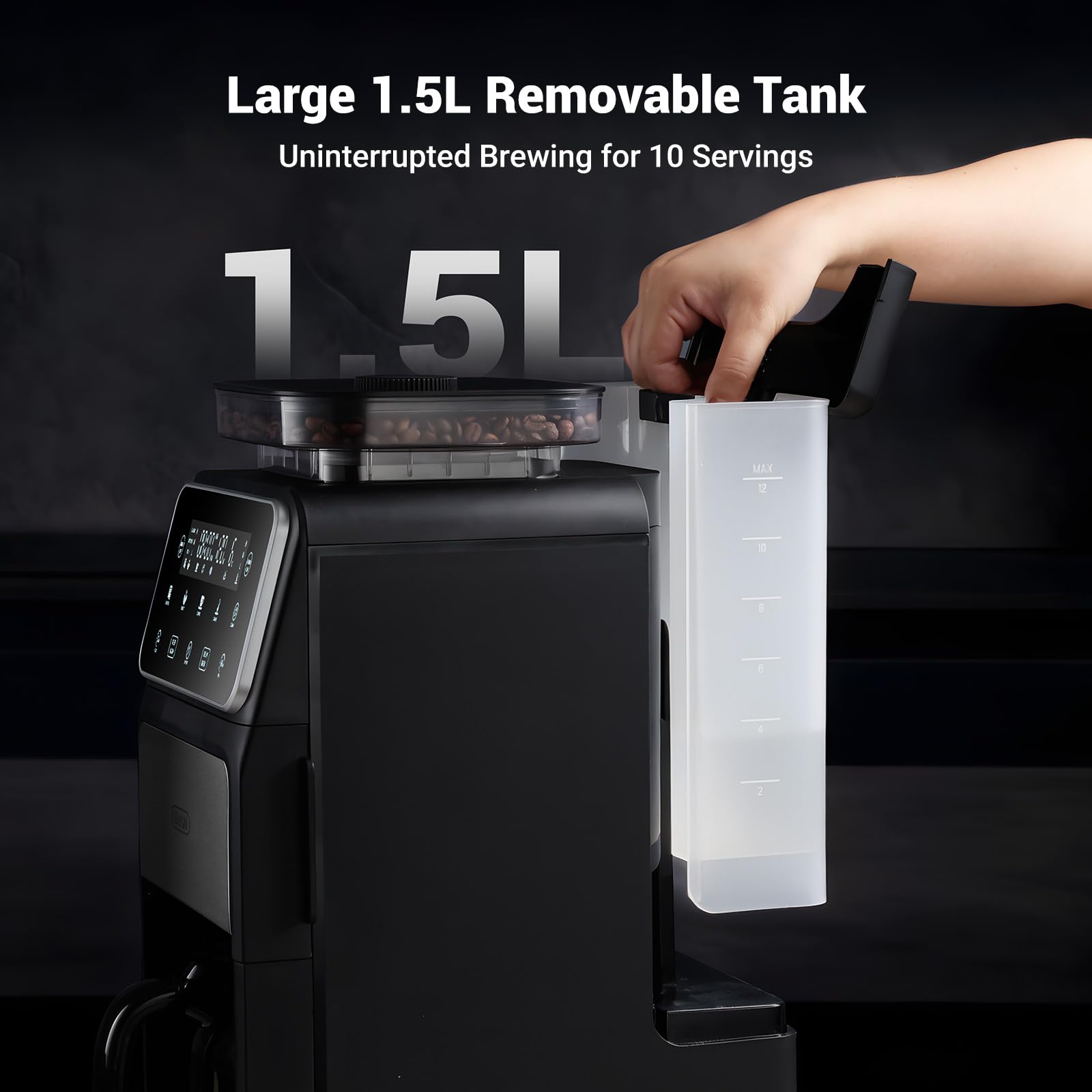 Black 10-Cup Grind  Brew Coffee Maker with 4 Flavor Options