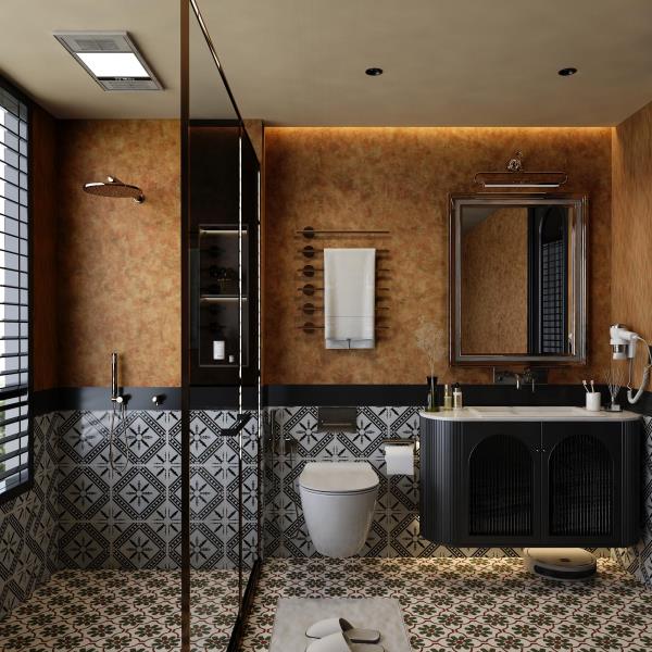 Burnt Orange Copper Peel and Stick Modern Mid Century Wallpaper